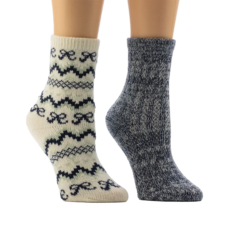 Meias femininas com textura de ponto de corrente Chevron Bow