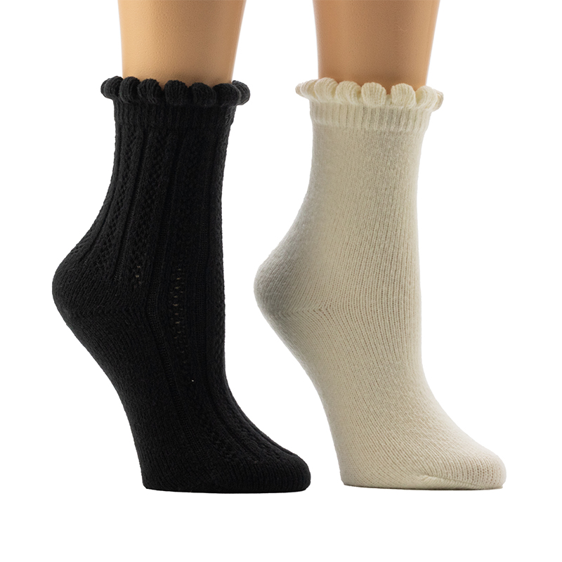 Meias caseiras femininas Scallop Welt
