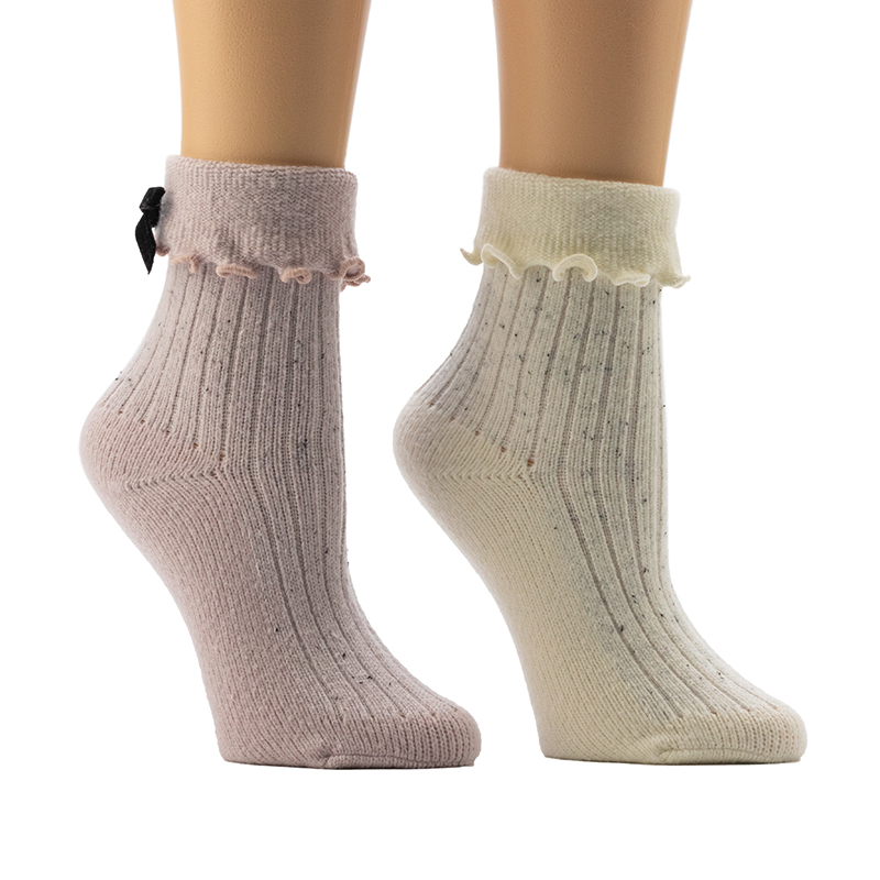 Meias caseiras femininas Fleck 3x1 Rib Cozy