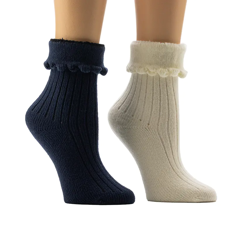 Meias caseiras femininas Scallop Welt